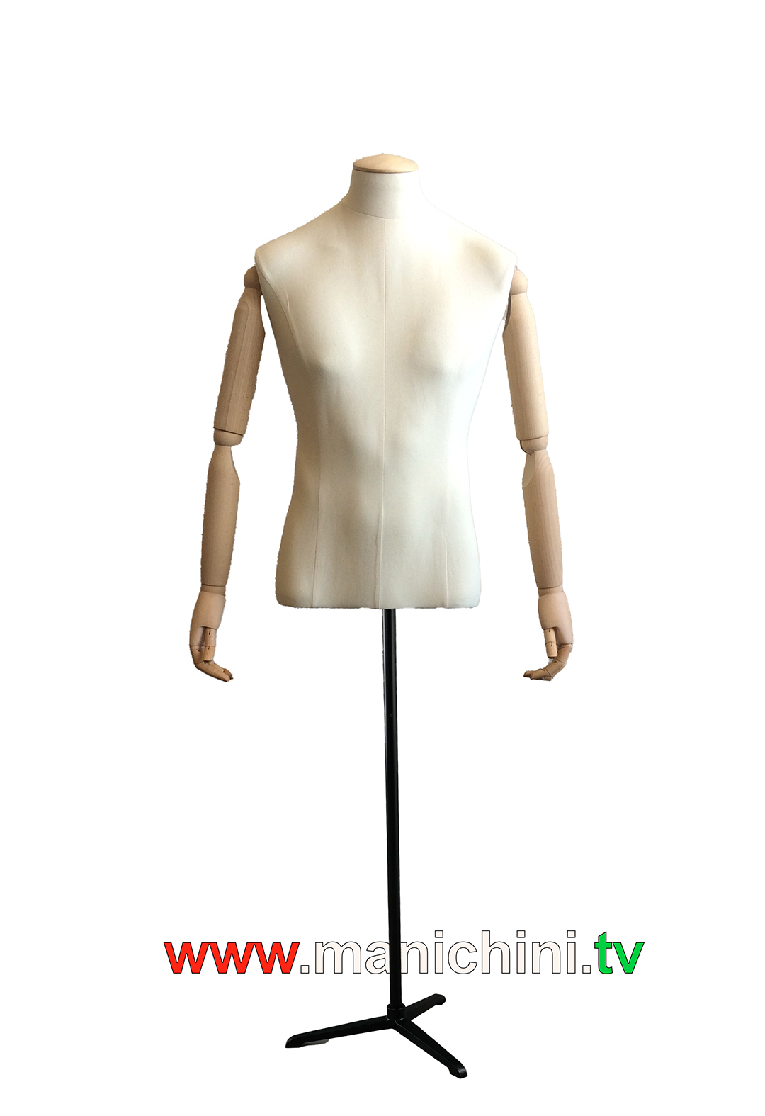 Upholstered busts Ivory tailored man bust Wooden arms with cap