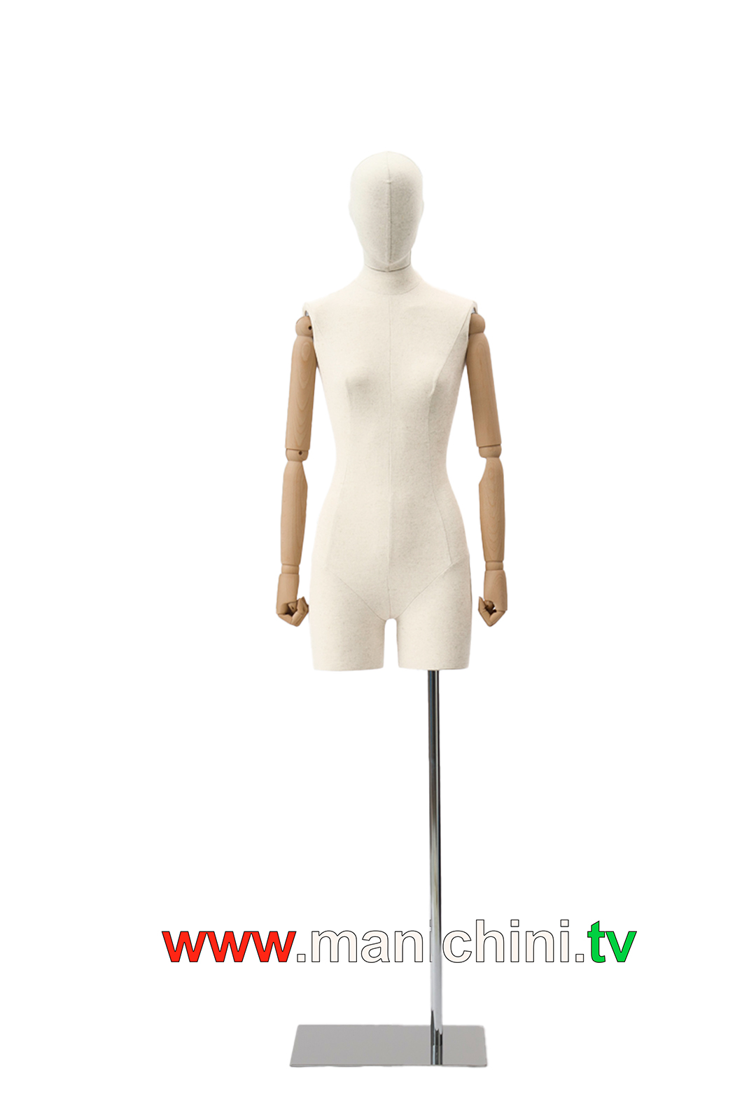 Long Covered Busts Ivory Tailored Woman Bust Wooden Arms with Head