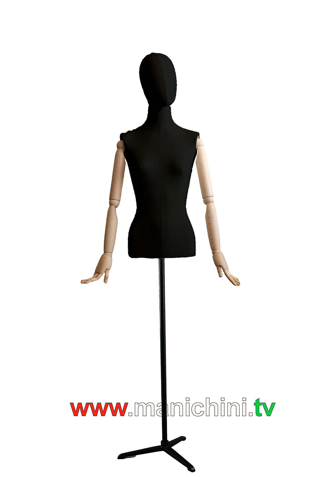Baršunasto tapecirana poprsja poprsje žena krojena crne drvene ruke s glavom