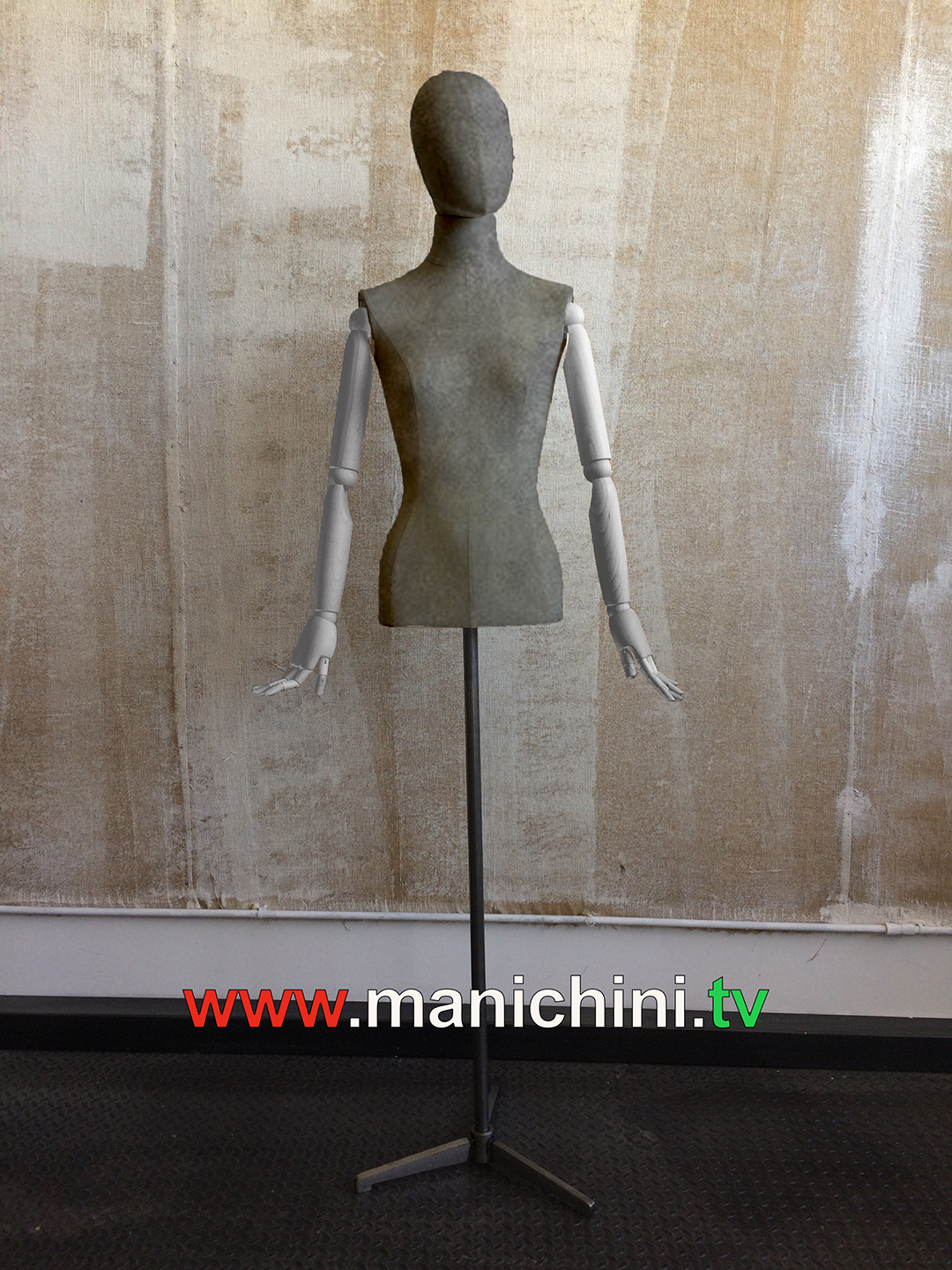 busti rivestiti busto donna sartoriale avorio braccia in legno grigio con testa