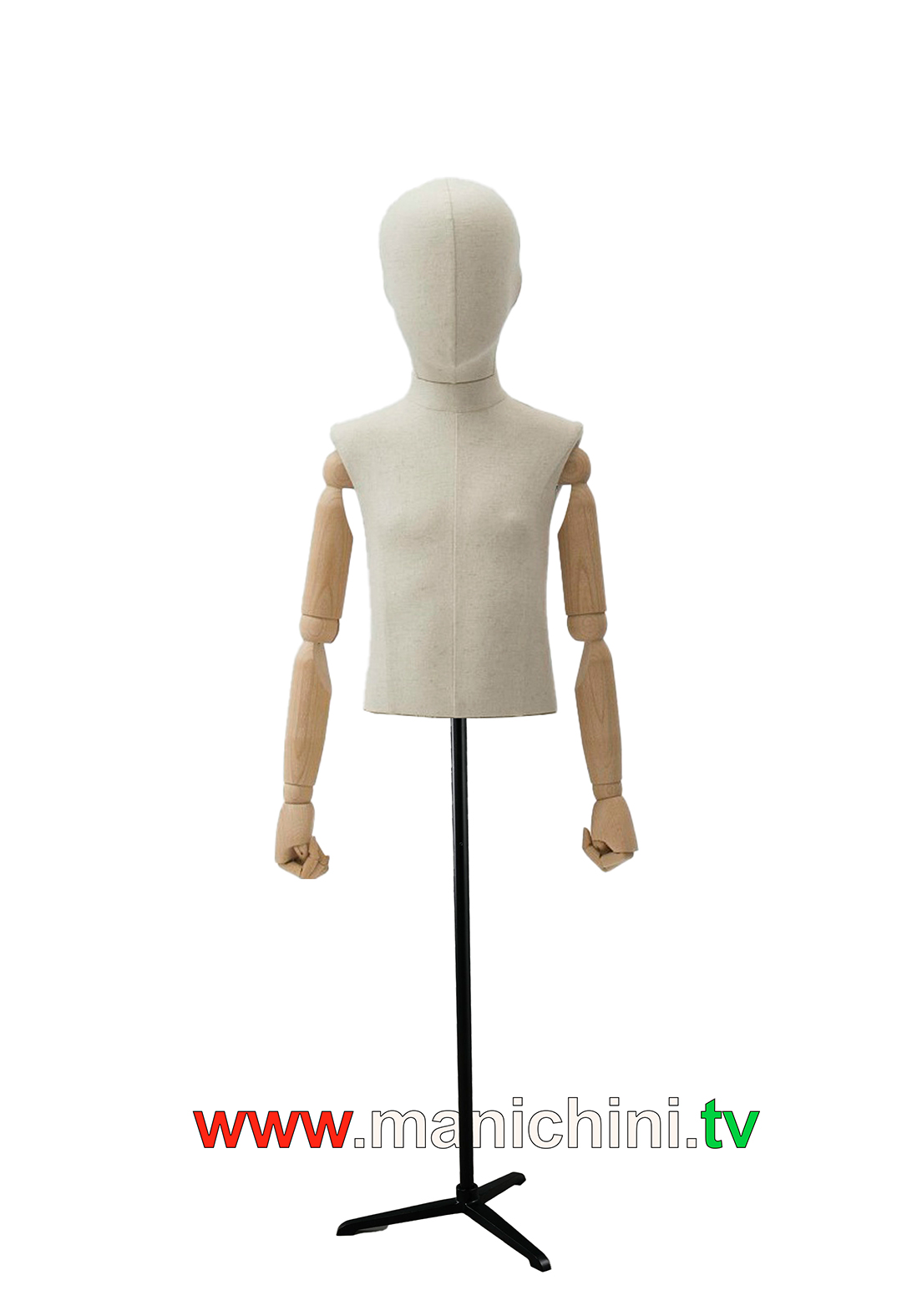Bustos tapizados, torso de niño pequeño, brazos y cabeza de madera 4 años